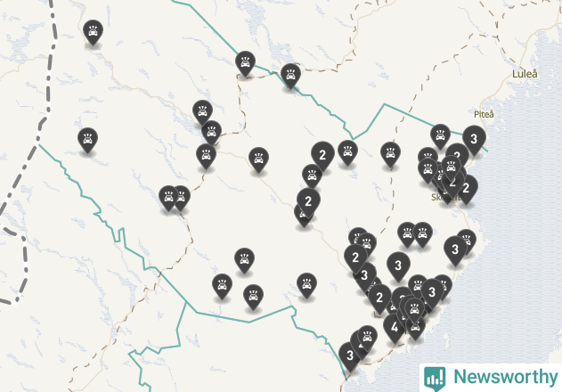 Karta över Västerbottens län