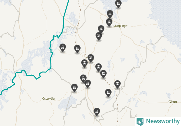 Karta över viltolyckor i Tierps kommun