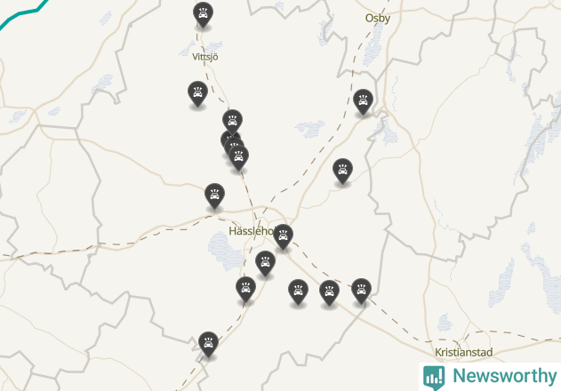 Karta över viltolyckor i Hässleholms kommun
