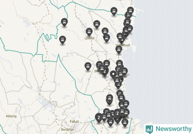 Karta över Gävleborgs län