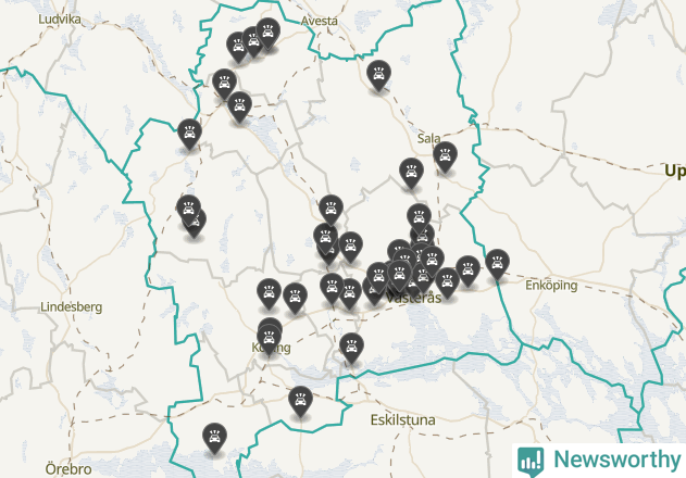 Karta över Västmanlands län