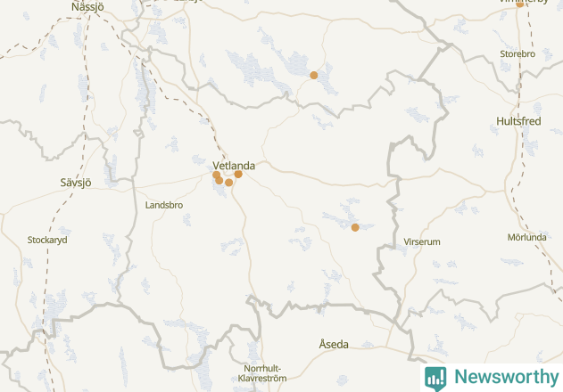 Karta över Vetlanda kommun