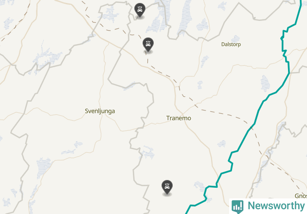Karta över viltolyckor i Tranemo kommun