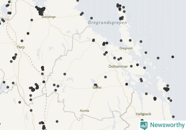 Karta över Östhammars kommun