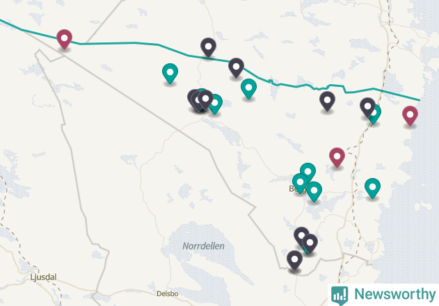 Karta över Nordanstigs kommun