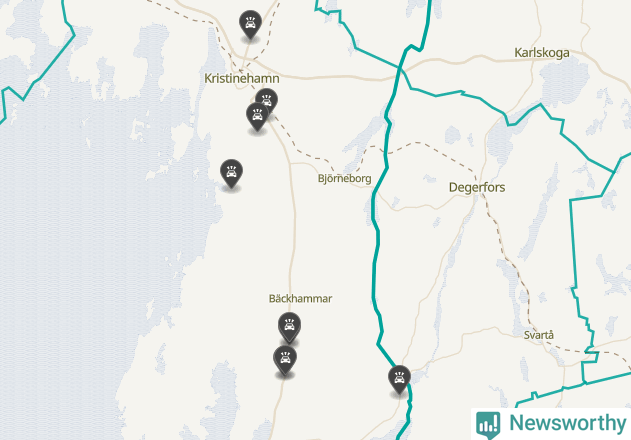 Karta över viltolyckor i Kristinehamns kommun