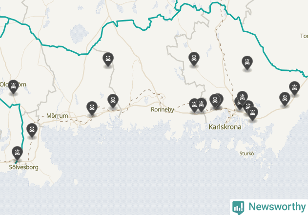 Karta över Blekinge län