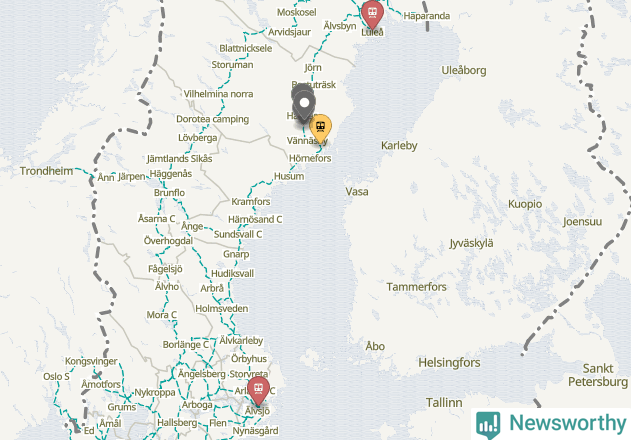 Karta över förseningar vid olika avgångsstationer.