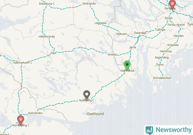 Karta över förseningar vid olika avgångsstationer.