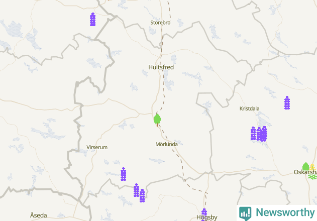 Karta över Hultsfreds kommun