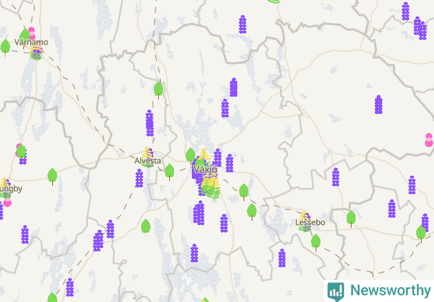 Karta över Växjö kommun
