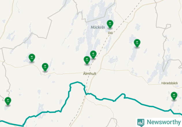Karta över Älmhults kommun