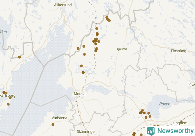 Karta över Motala kommun