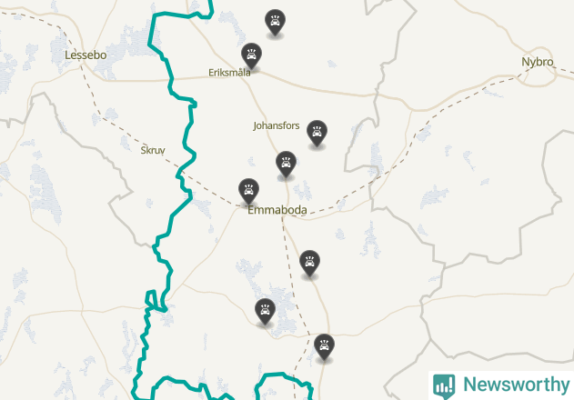 Karta över viltolyckor i Emmaboda kommun