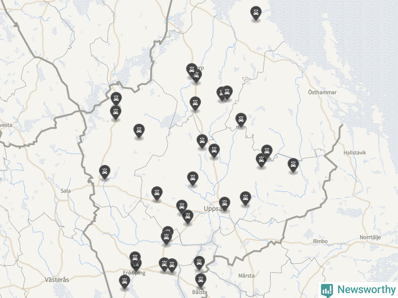 Karta över Uppsala län