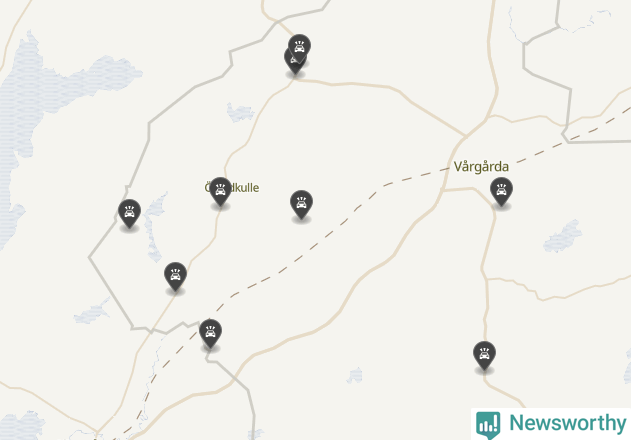 Karta över viltolyckor i Vårgårda kommun