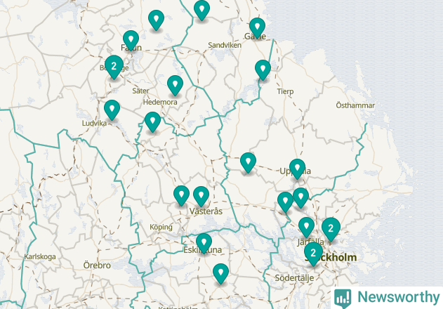 Karta över Heby kommun