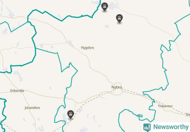 Karta över viltolyckor i Nybro kommun