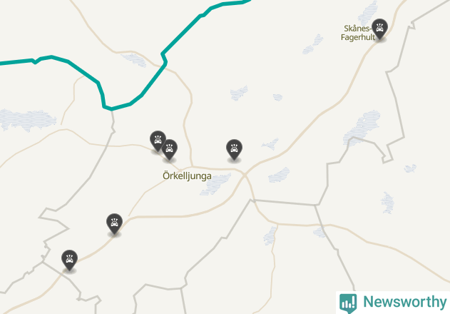 Karta över viltolyckor i Örkelljunga kommun