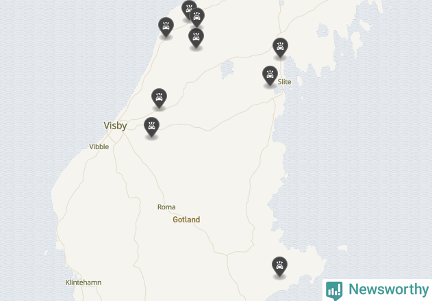 Karta över viltolyckor i Gotlands kommun