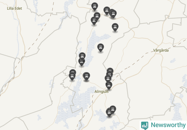 Karta över viltolyckor i Alingsås kommun