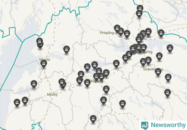 Karta över Östergötlands län