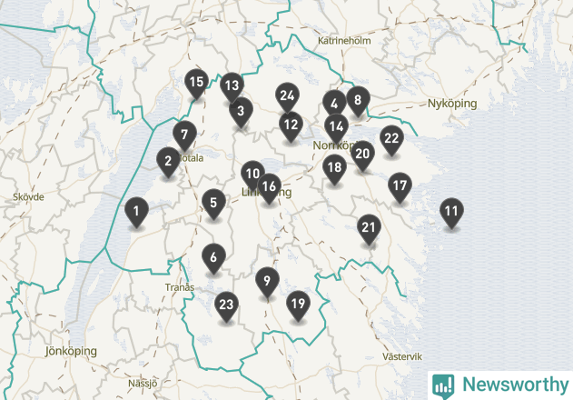 Karta över väderstationer i artikeln