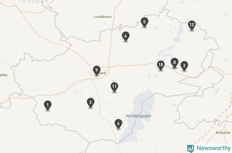 Karta över Skara kommun