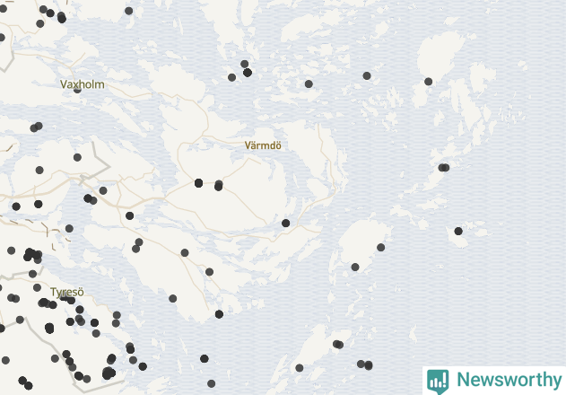 Karta över Värmdö kommun