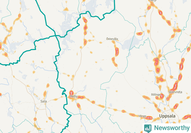 Karta över Heby kommun