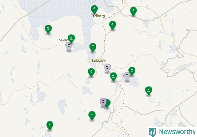 Karta över Leksands kommun