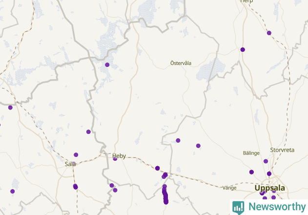 Karta över Heby kommun