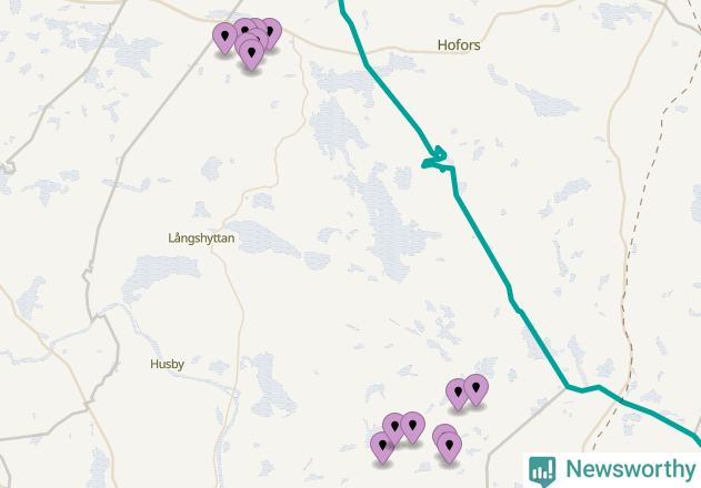 Karta över vindkraftverk i Hedemora kommun