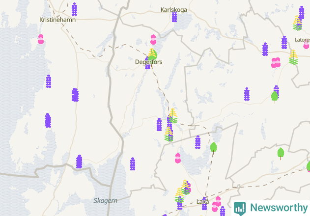 Karta över Degerfors kommun