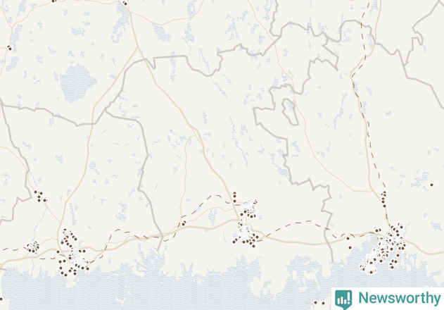 Karta över Ronneby kommun