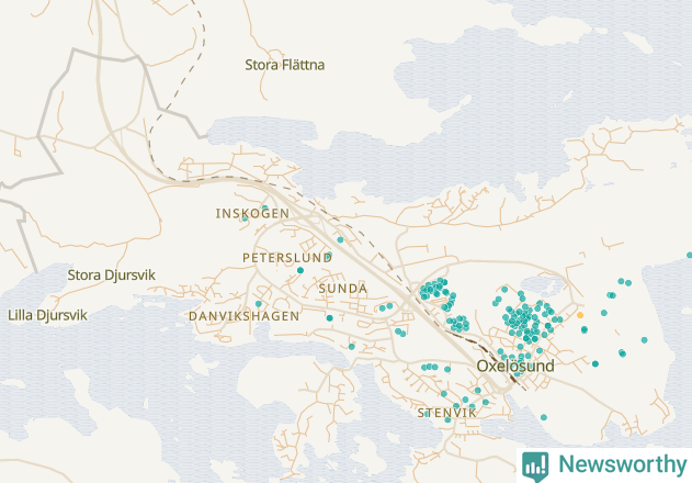 Karta över Oxelösunds kommun