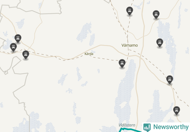 Karta över viltolyckor i Värnamo kommun