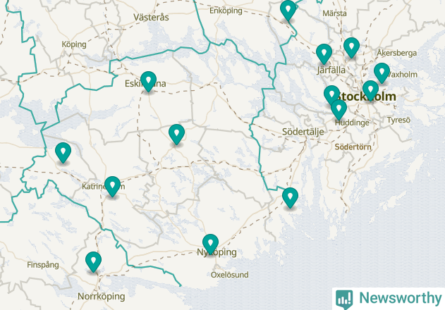 Karta över Nyköpings kommun