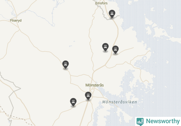 Karta över viltolyckor i Mönsterås kommun