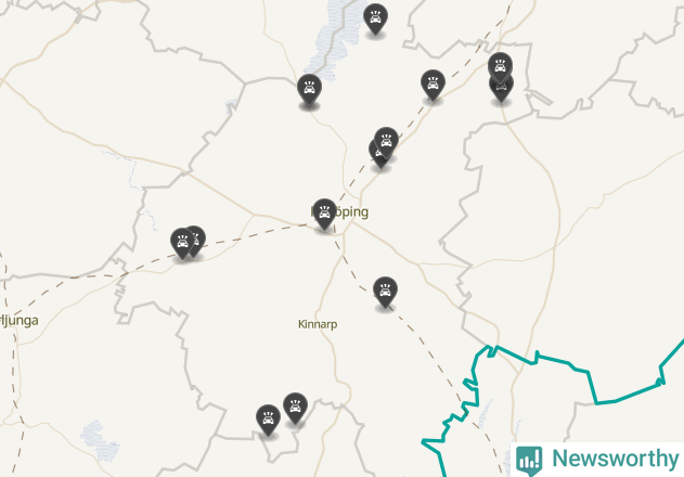 Karta över viltolyckor i Falköpings kommun