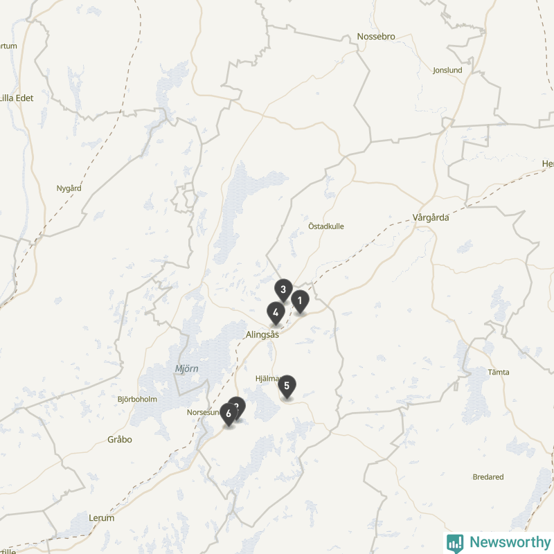 Karta över Alingsås kommun