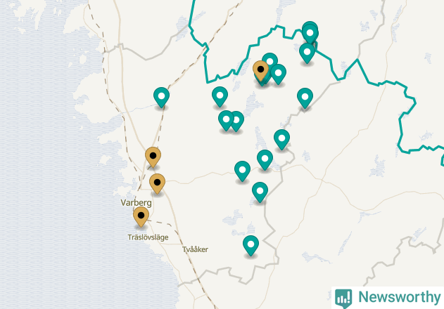 Karta över Varbergs kommun