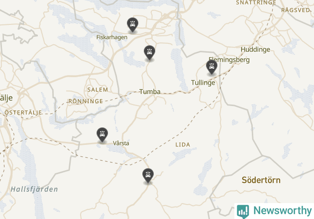 Karta över viltolyckor i Botkyrka kommun