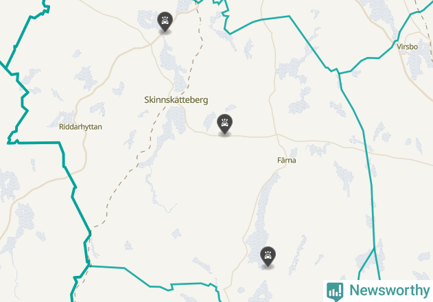 Karta över viltolyckor i Skinnskattebergs kommun