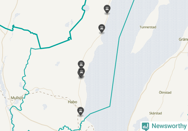 Karta över viltolyckor i Habo kommun