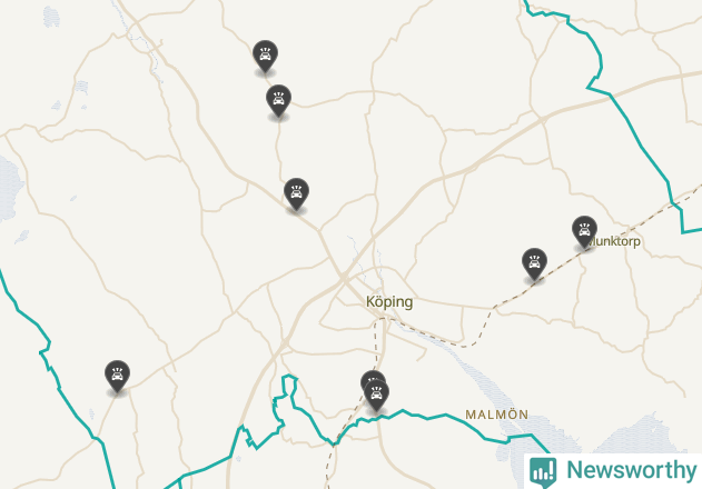 Karta över viltolyckor i Köpings kommun