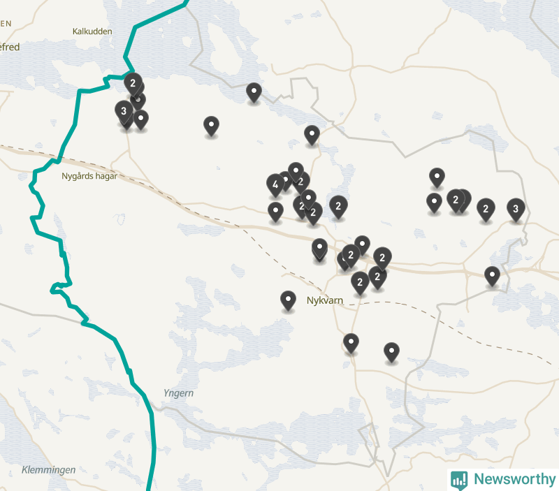 Karta över Nykvarns kommun