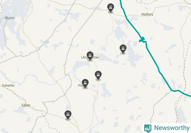 Karta över viltolyckor i Hedemora kommun