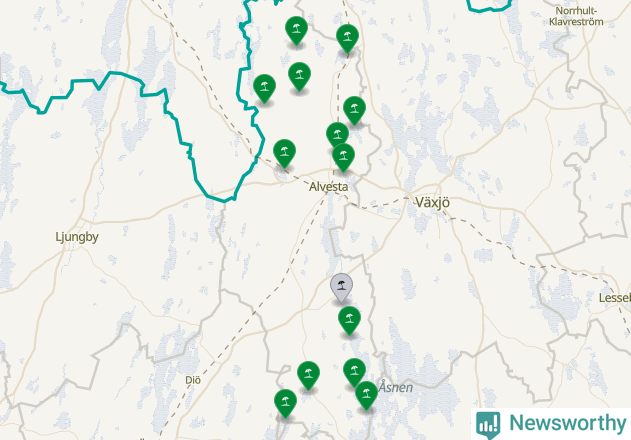 Karta över Alvesta kommun