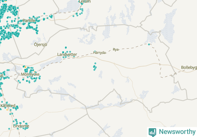 Karta över Härryda kommun
